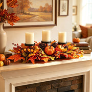 DTNESS Fall Candle Holder Centerpiece, 28 Inch, Orange