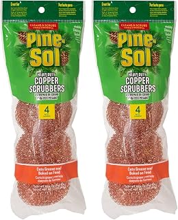 Pine-Sol Heavy-Duty Copper Scrubbers | Premium Scrub Sponges for Cast Iron, Stainless Steel, Oven Racks, Grills, 8 Pack