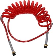 Barjan 15ft Coiled Air Line with 12in and 40in Leads for Semi Truck Universal Coiled Air Brake Hoses with Leads-Red by GLOBETECH – Model 151213R40