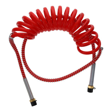 Barjan 15ft Coiled Air Line with 12in and 40in Leads for Semi Truck Universal Coiled Air Brake Hoses with Leads-Red by GLOBETECH – Model 151213R40