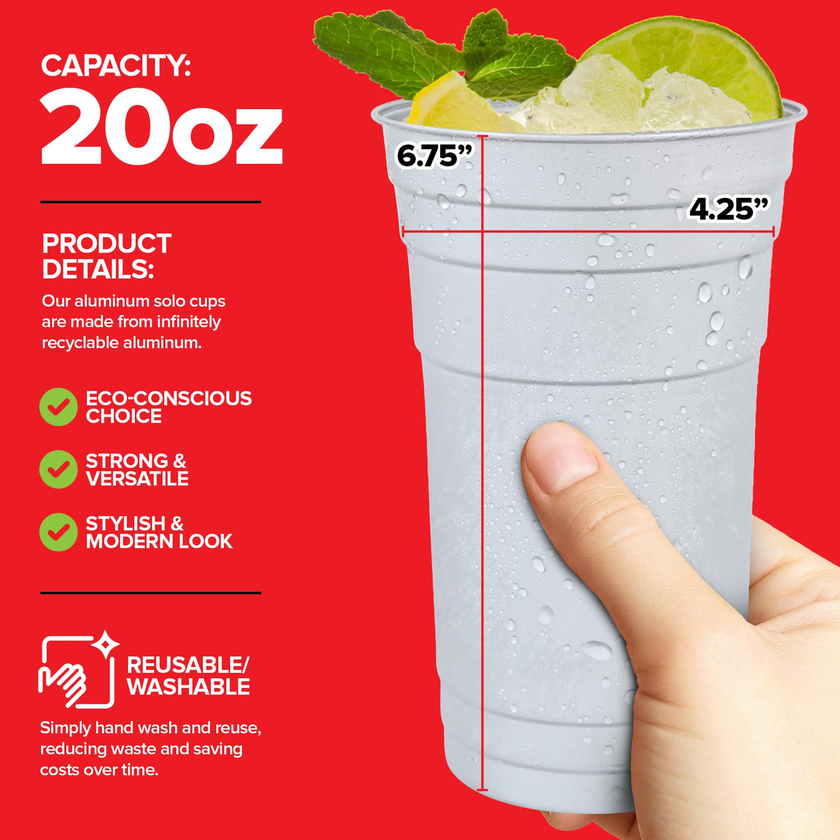 Stock Your Home 20oz / Silver / Casual Cups