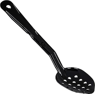 Carlisle FoodService Serving Spoons – 11-Inch Perforated Polycarbonate Party Serving Utensils, 212°F Heat Resistant, Notched Handle for Commercial Kitchen, Black
