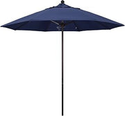 California Umbrella 9' Round Aluminum/Fiberglass Umbrella, Push Open, Bronze Pole, Olefin Navy Blue Fabric