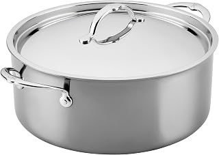 Hestan NanoBond 9-Quart Stainless Steel Rondeau Pan with Lid, Induction Compatible, Dishwasher Safe, Professional Cookware