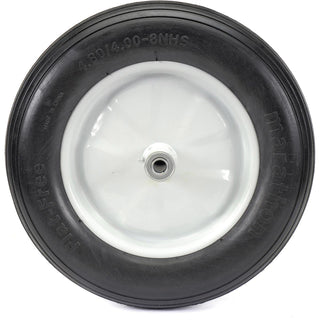 16" Ribbed Flat Free Wheelbarrow Tire by Marathon – 16"L x 3.6"W x 6"H, Steel, White Rim, Model 00001