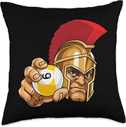 Spartan Trojan Roman 9 Ball Pool Warrior Gladiator Cartoon Throw Pillow