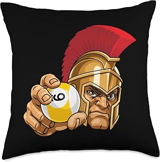 Spartan Trojan Roman 9 Ball Pool Warrior Gladiator Cartoon Throw Pillow