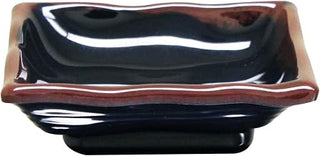 Thunder Group Tenmoku melamine dinnerware collection 3 oz, 4" x 4" wave square sauce dish, comes in dozen
