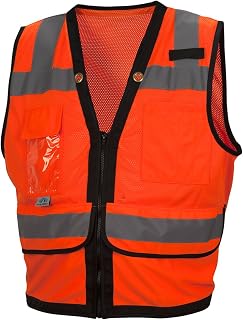 Pyramex Safety RVZ2820L Rvz28 Series Hi-Vis Class 2 Safety Vest, Polyester, Large, Orange