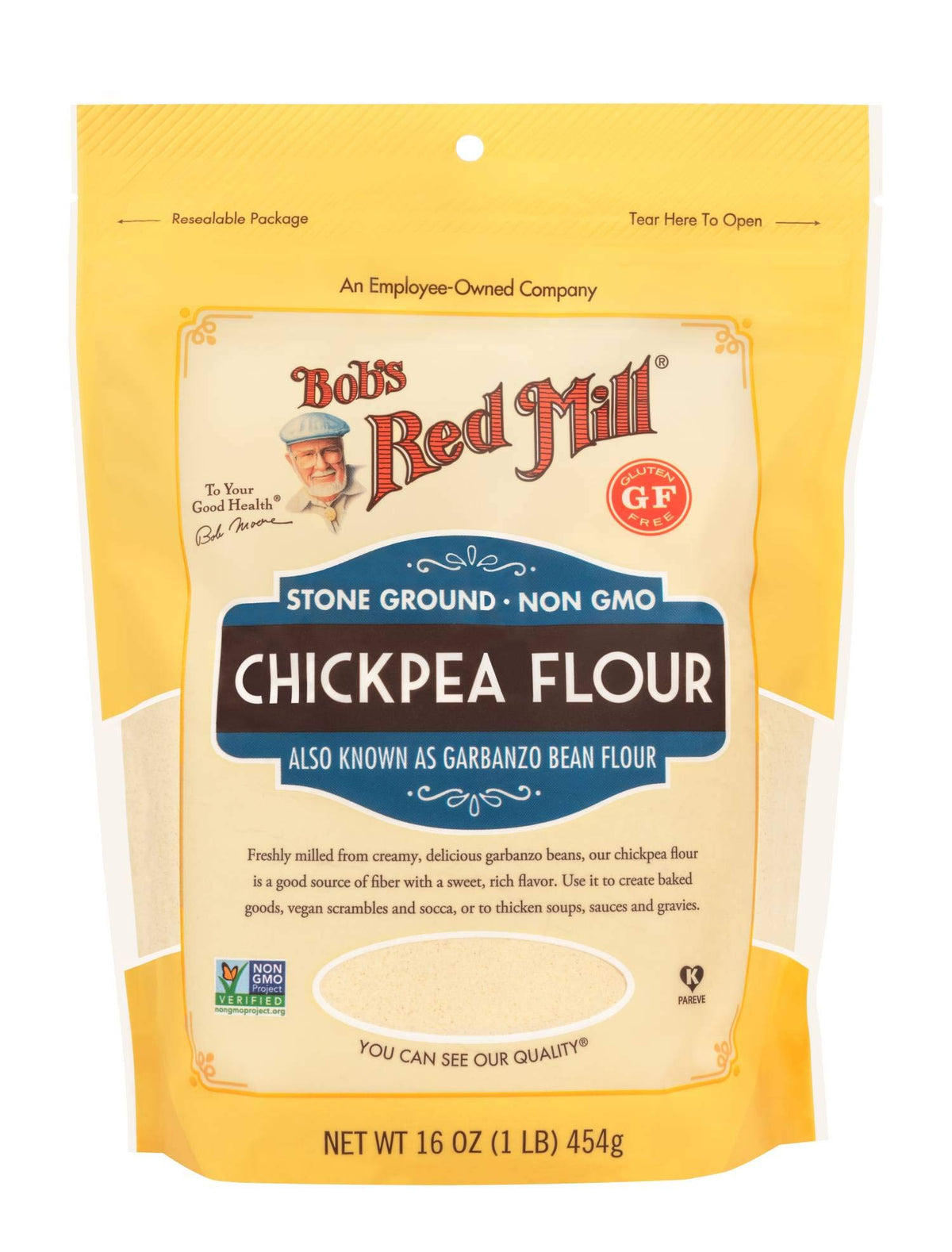 Bobs Red Mill Garbanzo Bean Flour by Bob's Red Mill – 16 Ounce (Pack of 4), Pack of 4, Model 1260S16