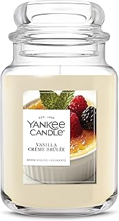 Yankee Candle Vanilla Crème Brûlée, Holiday Scented Candle, 22oz Large Jar with up to 150 Hour Burn Time, Giftable
