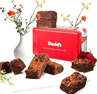 David's COOKIES Chocolate Chip Brownies in Sweet Sampler Tin – Decadent, Fudgy Brownies Packed with Chocolate Chips – Freshly Baked Gourmet Brownie Gift – Bakery Dessert Gift for All Occasions