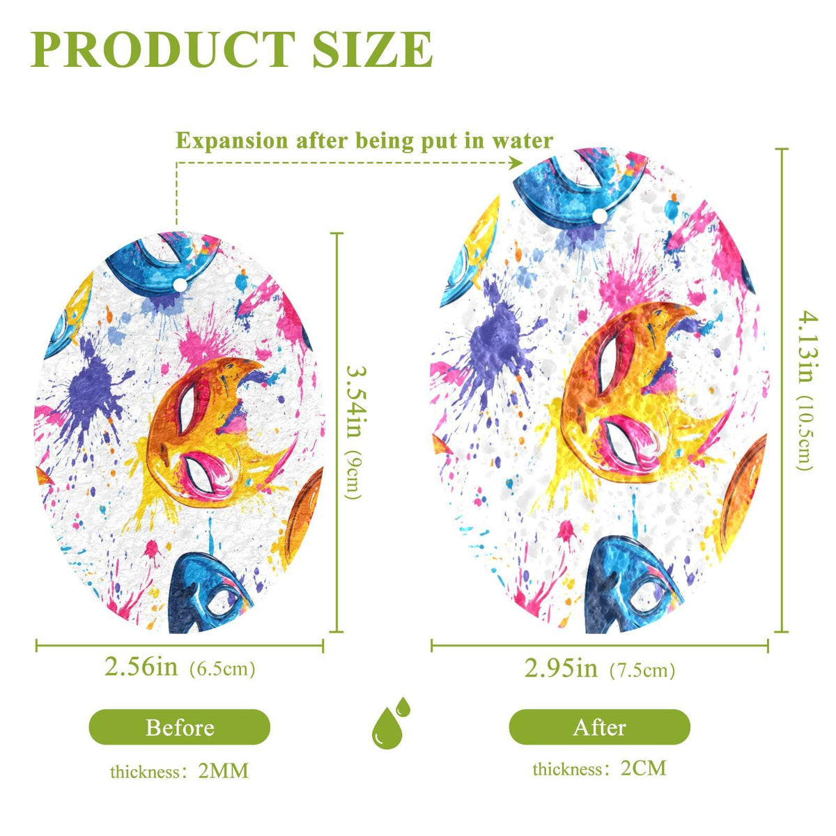 Carnival Masks and Colorful Splashes Scrub Sponge 3 Pack by Takiito – One Size, Cotton, A, Pack of 3, Model g399225678p824c879s1922