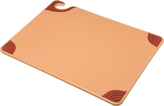 San Jamar Saf-T-Grip Plastic Cutting Board with Safety Hook, 15" x 20" x 0.5", Brown