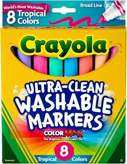 Crayola Washable Markers, Assorted Tropical Colors, 8 Count