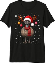 Emu Bird Christmas Santa Hat Scarf Festive Decor Xmas Premium Tri-Blend T-Shirt