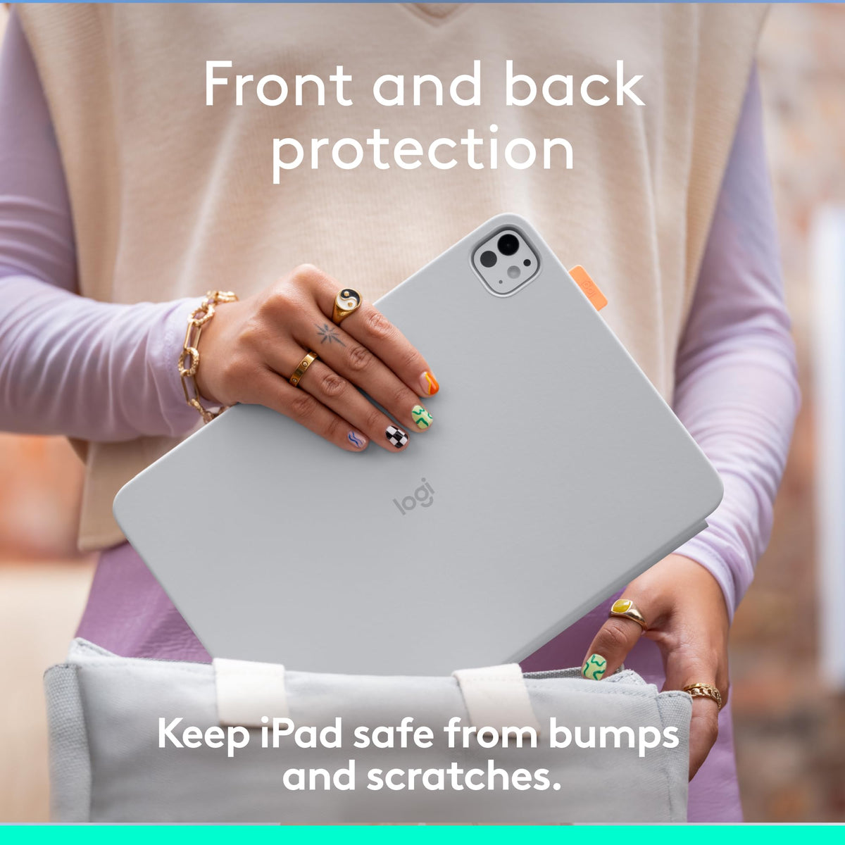 Flip Folio Keyboard Case iPad Pro 11 inch M4 & M5 Air M2-Off-White by Logitech – 11", Plastic, Off-White, Model 920-013844