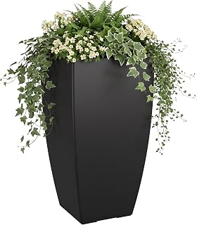 Mayne Kade 38in Self-Watering Modern Tall Square Planter, Black | Self-watering, All season, Fade resistant, Double-wall design, 15-year warranty