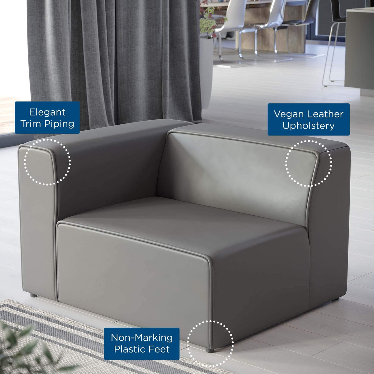 Modway Grey / Left-Arm Chair / 1 Sofas & Couches