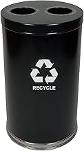 Witt Industries 18RTBK-2H Steel 36-Gallon 2 Opening Recycling Container with 2 Plastic Liners, Legend "Recycle", Round, 18" Diameter x 33" Height, Black