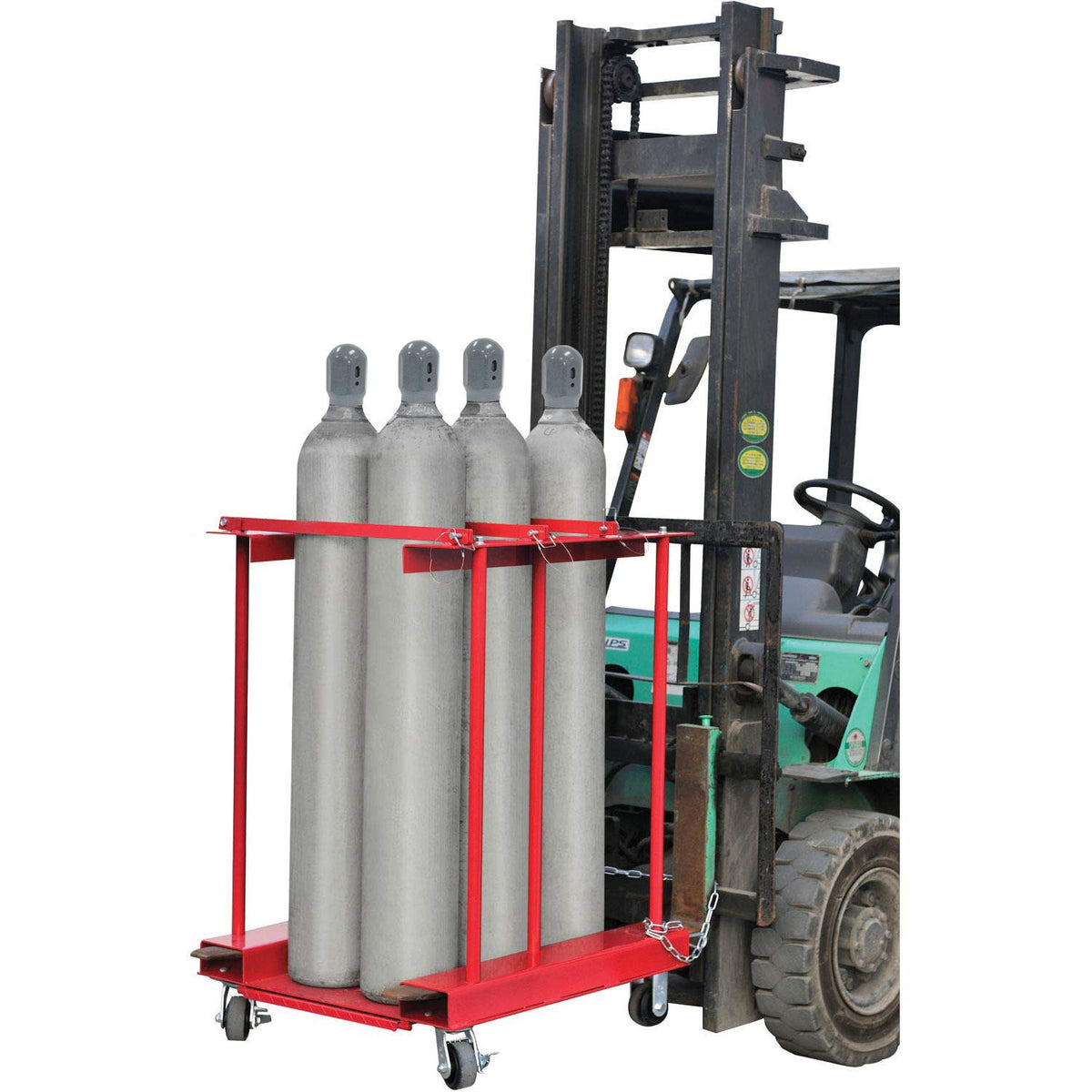 Mobile Forkliftable Cylinder Storage Caddy with by Global Industrial – Alloy Steel, Red, Model 270218C