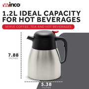Winco 40.6 Ounces / Stainless Steel, Black / Modern Carafes