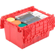 Plastic Distribution Container With Hinged Lid by Global Industrial – 21-7/8x15-1/4x12-7/8, 1.7 cubic_feet, Plastic, Red, Model DC-2115-12RED