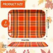 JarThenaAMCS Fall Plaid Serving Trays, 13 x 10 Inch, Set of 3 Orange