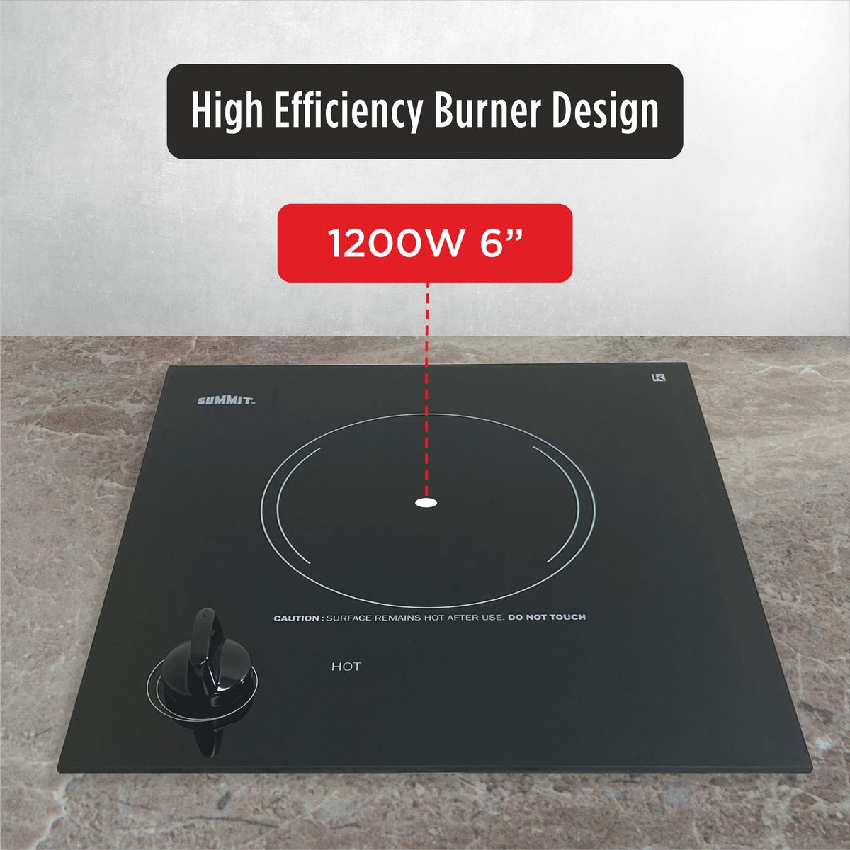 Summit 12" Single Burner Electric Cooktop. 115 Volt Radiant Cooktop by Summit Appliance – 12 inches, Glass Ceramic, Black, Model CR1115