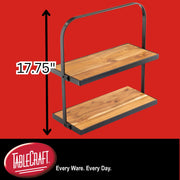 Collapsible 17.5 x 8" x 18" 2-Tier Display Stand by Tablecraft – One Size, Alloy Steel, Black, Model 10718
