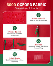 MaidMAX Artificial Tree Storage Bag, Holds 9 Foot Trees, Red