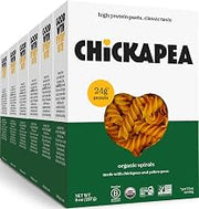 Chickpea Pasta, High Protein Organic Spirals, Gluten Free, Plant Based, Non GMO, Lower Carb, Vegan Pasta, 8 oz (Pack of 6)