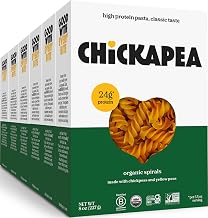 Chickpea Pasta, High Protein Organic Spirals, Gluten Free, Plant Based, Non GMO, Lower Carb, Vegan Pasta, 8 oz (Pack of 6)