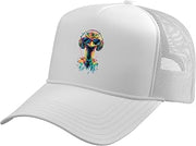 Ostrich Bird with Headphones Colorful Emu Music DJ Ostrich Trucker Hat with Adjustable Mesh Back