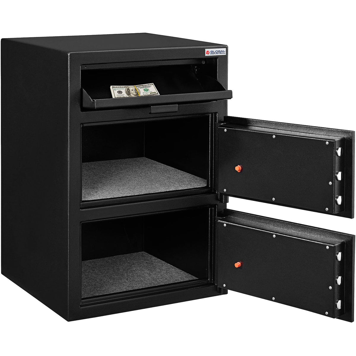B-Rate Front Loading Depository Safe with Electronic by Global Industrial – 20"L x 20"W x 30"H, 3.6 cubic_feet, Alloy Steel, Black, Model DS302020EE