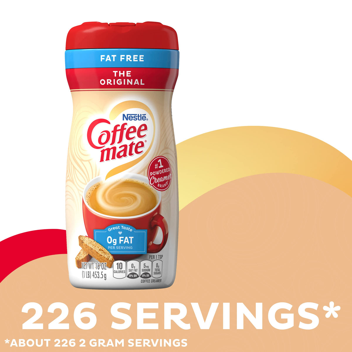 Coffee Mate Fat Free Original / 16 Ounce (Pack of 6) / 6 Coffee Creamers