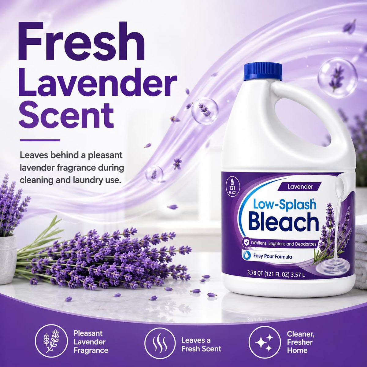 Low Splash Bleach by Generic – 121 Fl Oz (Pack of 1), Model RHLV-121-LV