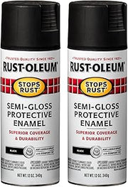 Rust-Oleum Stops Rust Spray Paint, Semi-Gloss Black | Rust Resistant, Indoor and Outdoor Durability, Beautiful Finish on Metal, Wood and More, Sprays from Any Angle, 2 Pack