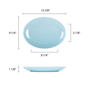 Blue Jade melamine dinnerware collection 12 1/2" x 9 1/4" platter by Thunder Group – Large, Melamine, Light Blue, Model 2912