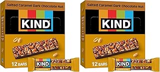 KIND Nut Bars, Salted Caramel & Dark Chocolate Nut, Healthy Snacks, Gluten Free, Low Sugar, 6g Protein, 12 Count (Pack of 2)