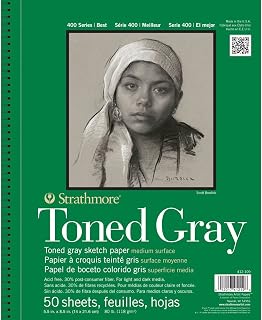 Strathmore 400 Series Sketch Pad, Toned Gray, 5.5x8.5 inch, 50 Sheets - Artist Sketchbook for Drawing, Illustration, Art Class Students