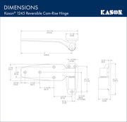 1245 Reversible Cam-Rise Hinge by Kason – Offset: Flush, Nylon, Silver, Model 1245-C000