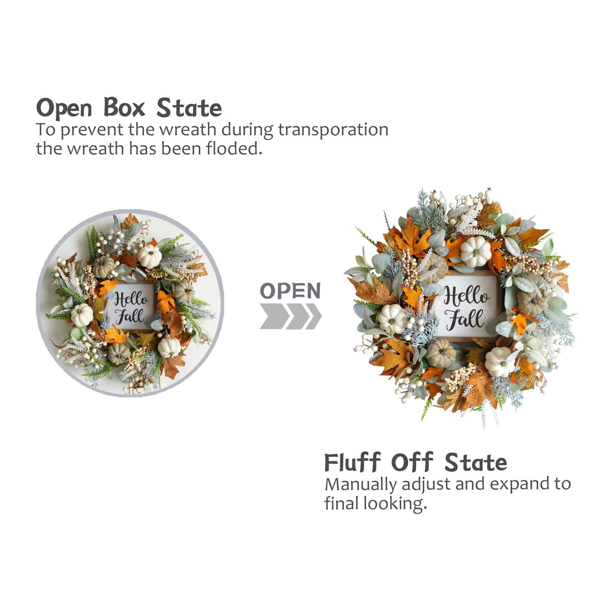 Cir Oases Fall Wreath, 20 Inch Diameter, Pumpkin Berry