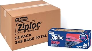 Ziploc Quart Food Storage Bags, Bulk Storage Bags for Meal Prep, Stand-Up Bottom, Easy to Fill, 348 Count