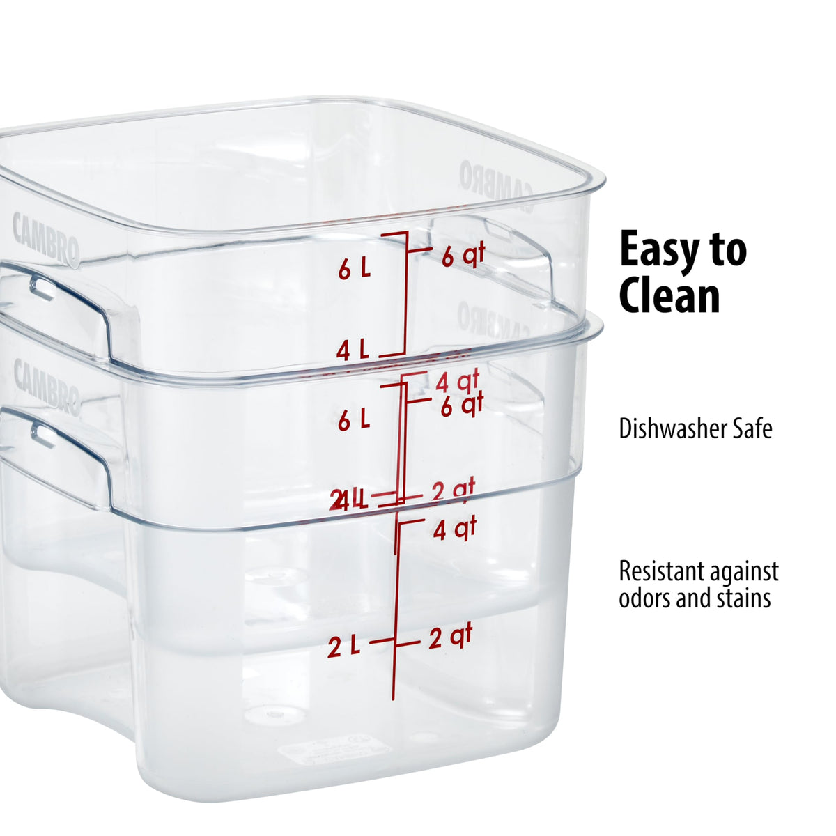 FreshPro 6Qt Food Storage Container in Clear for Industrial and Kitchen Use by Cambro – 6.0 quarts, Polycarbonate (PC), Clear, Model 6SFSPROCW135