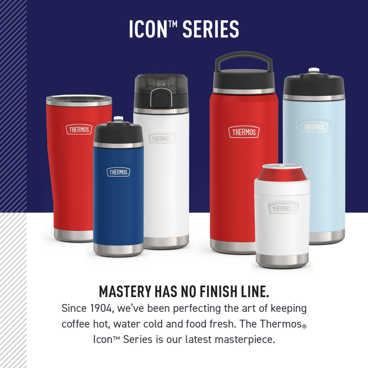 ICON SERIES by THERMOS – 24 Ounces, 24.0 fluid_ounces, Stainless Steel, Red Stars, Model IS2256RS4