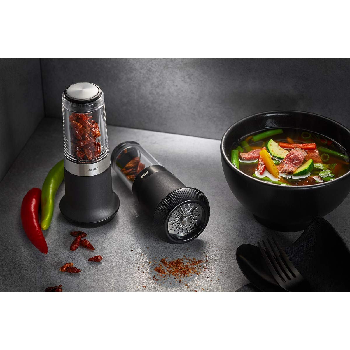 Chilli Pepper by GEFU – stainless steel glass, Black, Model 34632
