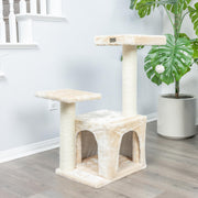 Classic Real Wood Cat Tree by Armarkat – 22"L X 17"W X 32"H, Engineered Wood, Beige, Model A3207