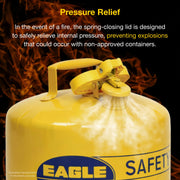 5 Gallon Type I Yellow Safety Gas Can for Diesel by Eagle – 5 Gallon, 5.0 gallons, Metal, Yellow, Model UI50SY