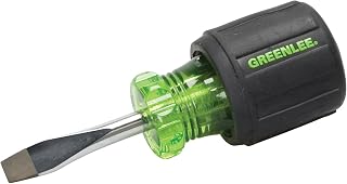 Greenlee 0153-28C Stubby Screwdriver, Flat Blade, 1/4 by 1-1/4-Inch